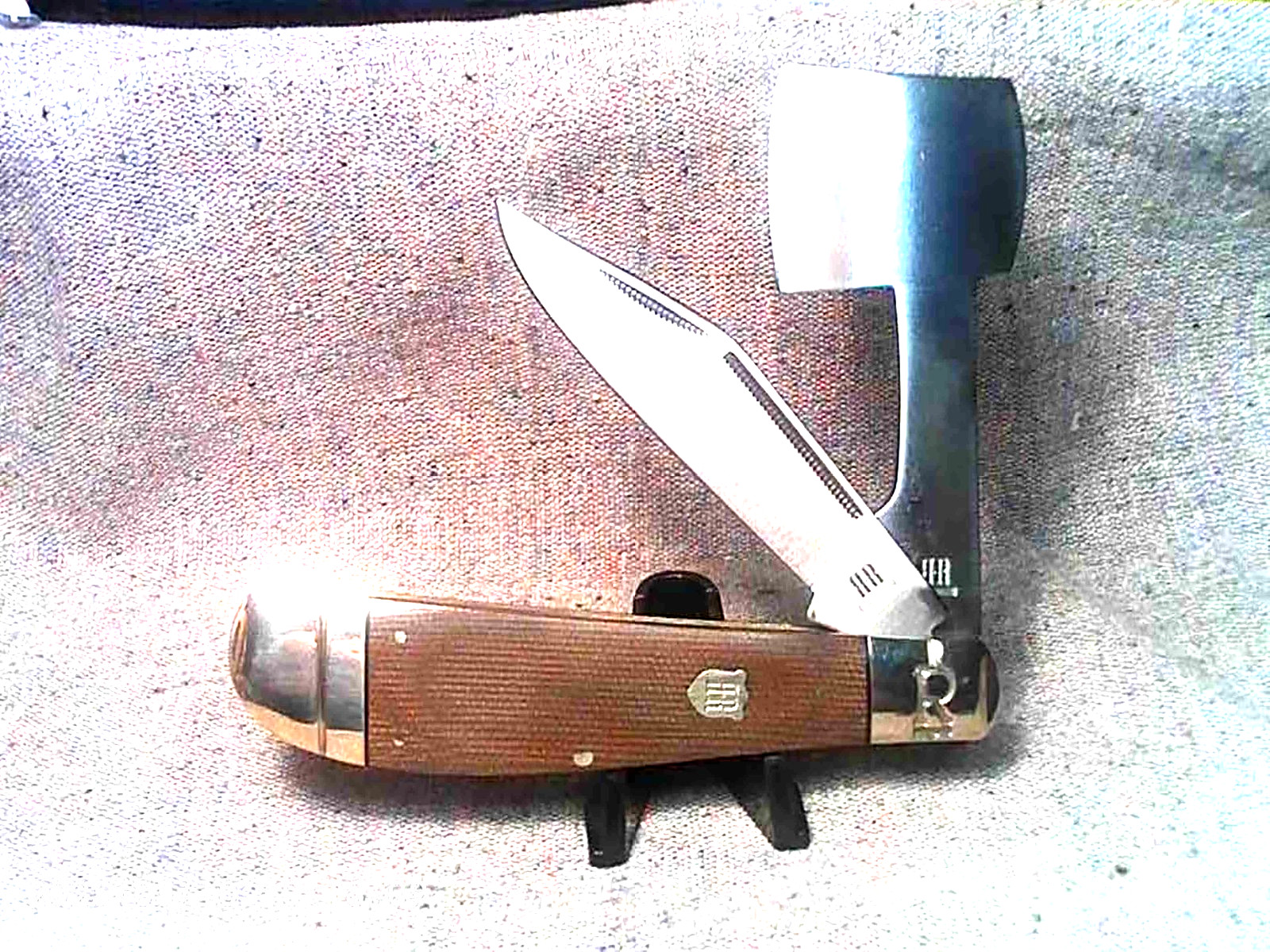 Rough Ryder Pocket Chopper Folding Knife Hatchet Brown Tater Skin Micarta RR2339