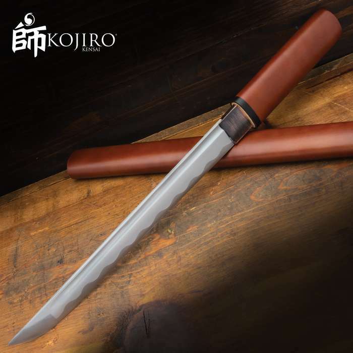 19″ Kojiro Tanto Short Sword Japanese Katana Carbon Steel Knife Ninja w/ Sheath