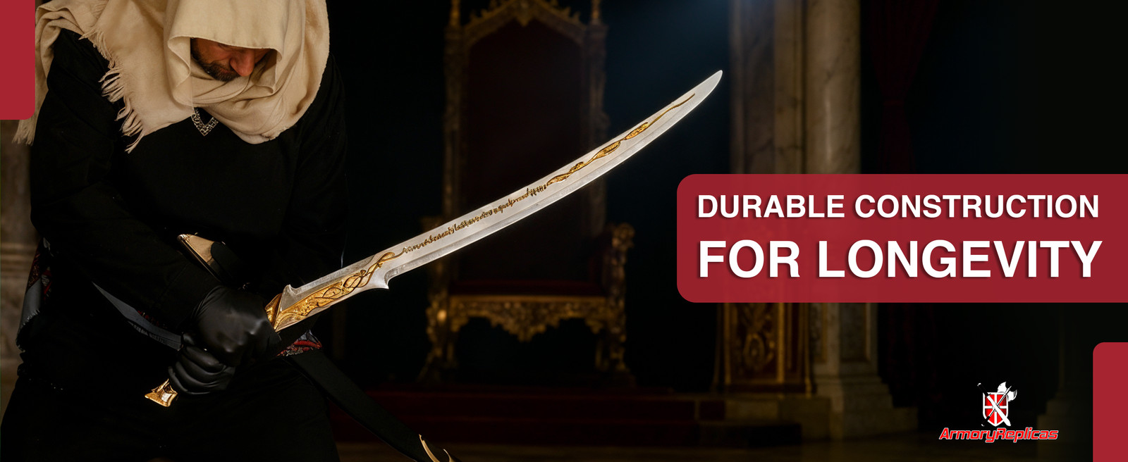 Hand-Forged Fantasy Long Sword: Engraved Carbon Steel Blade Decorative Scabbard