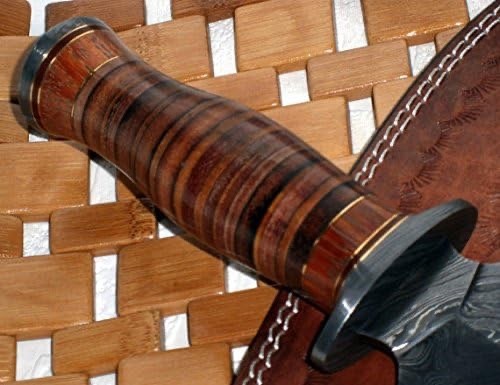 Custom Handmade Damascus Steel 13 Inches Dagger Knife – Leather Handle