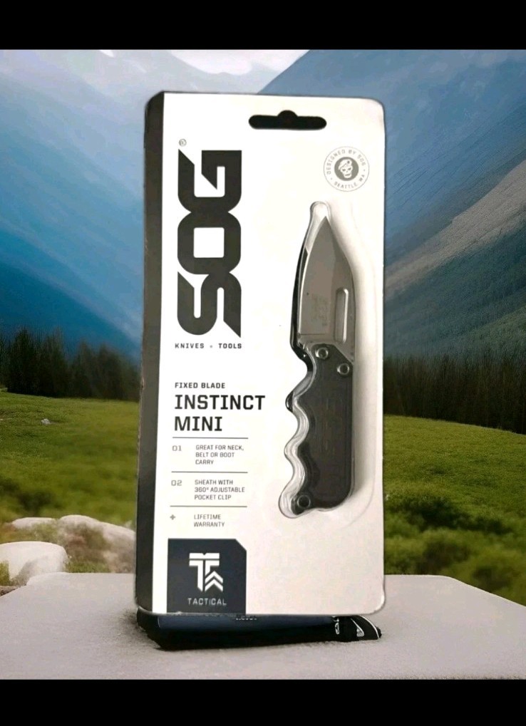 SOG Instinct Mini Fixed Blade Knife G10 Full Tang Neck Knife Sheath EDC Tactical