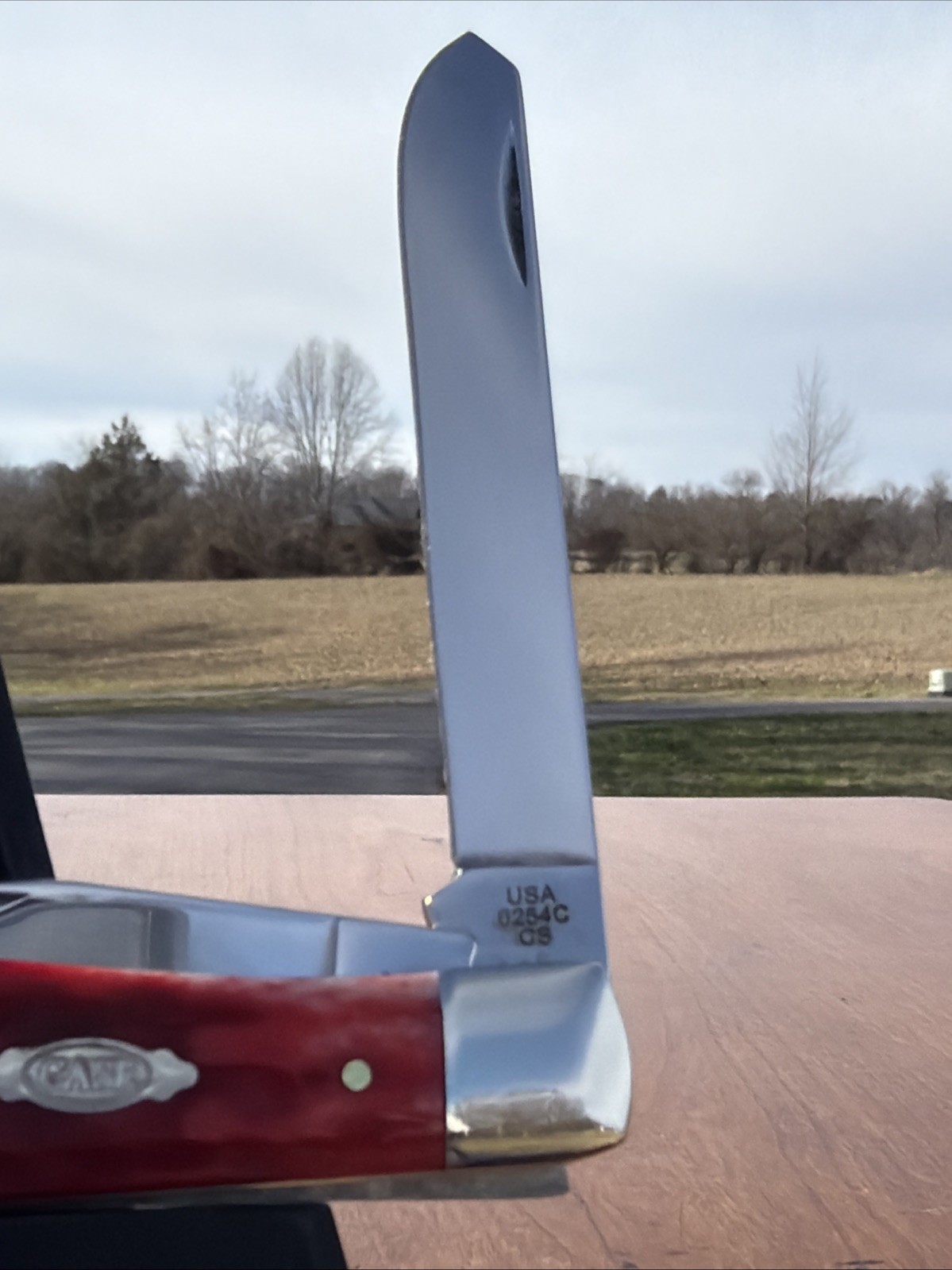 Case XX 2025 Dark Red Bone 6254C CS Trapper Knife (With Pocket Clip)