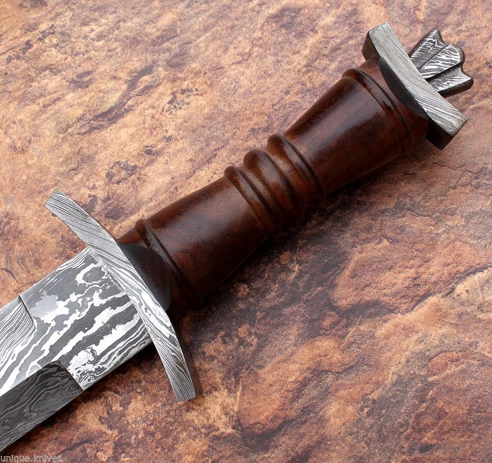 Wilson Roy Hand Forged Damascus Steel Swiss Dagger Sword Viking Gladius Double