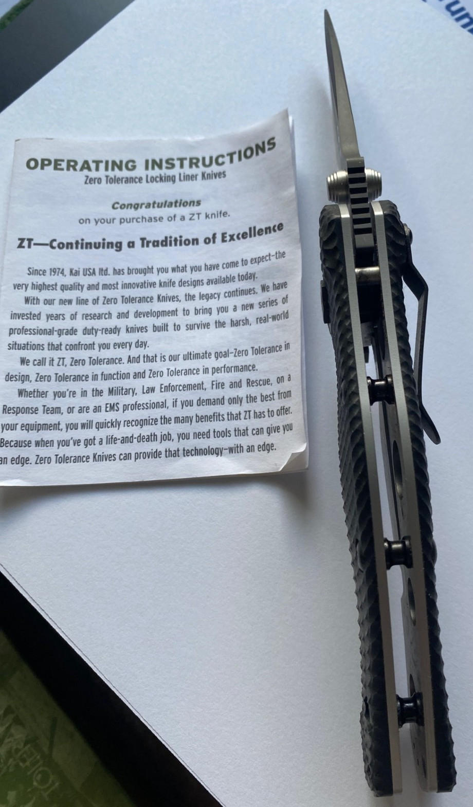 Zero Tolerance ZT 0200 Military Folder New Complete W/ Original Box