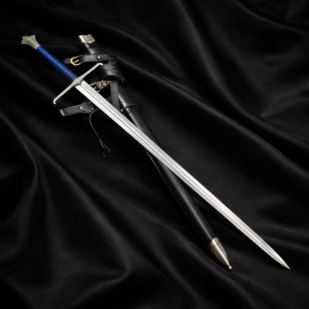 Hand Forged 5160 Steel Sword 38 Inch Full Tang Long Sword with Leather Scabbard