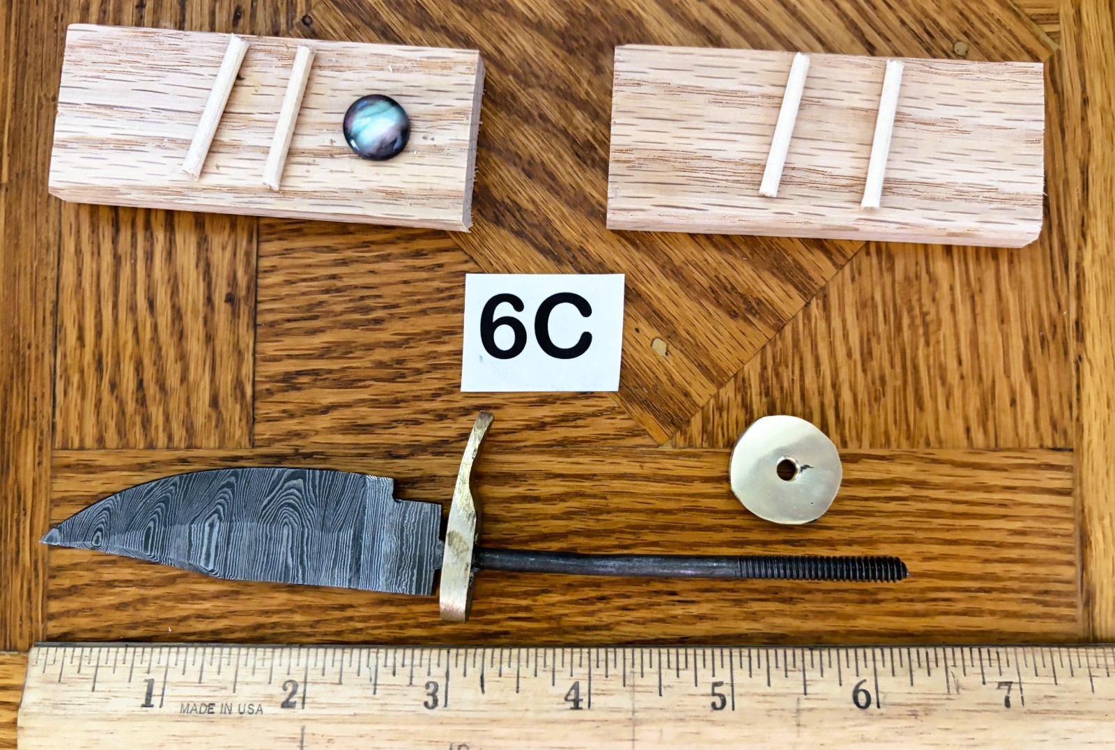 6″ – DAMASCUS STEEL KNIFE-MATERIAL-HARD WOOD HANDLE KIT #6C, 7C, 8C