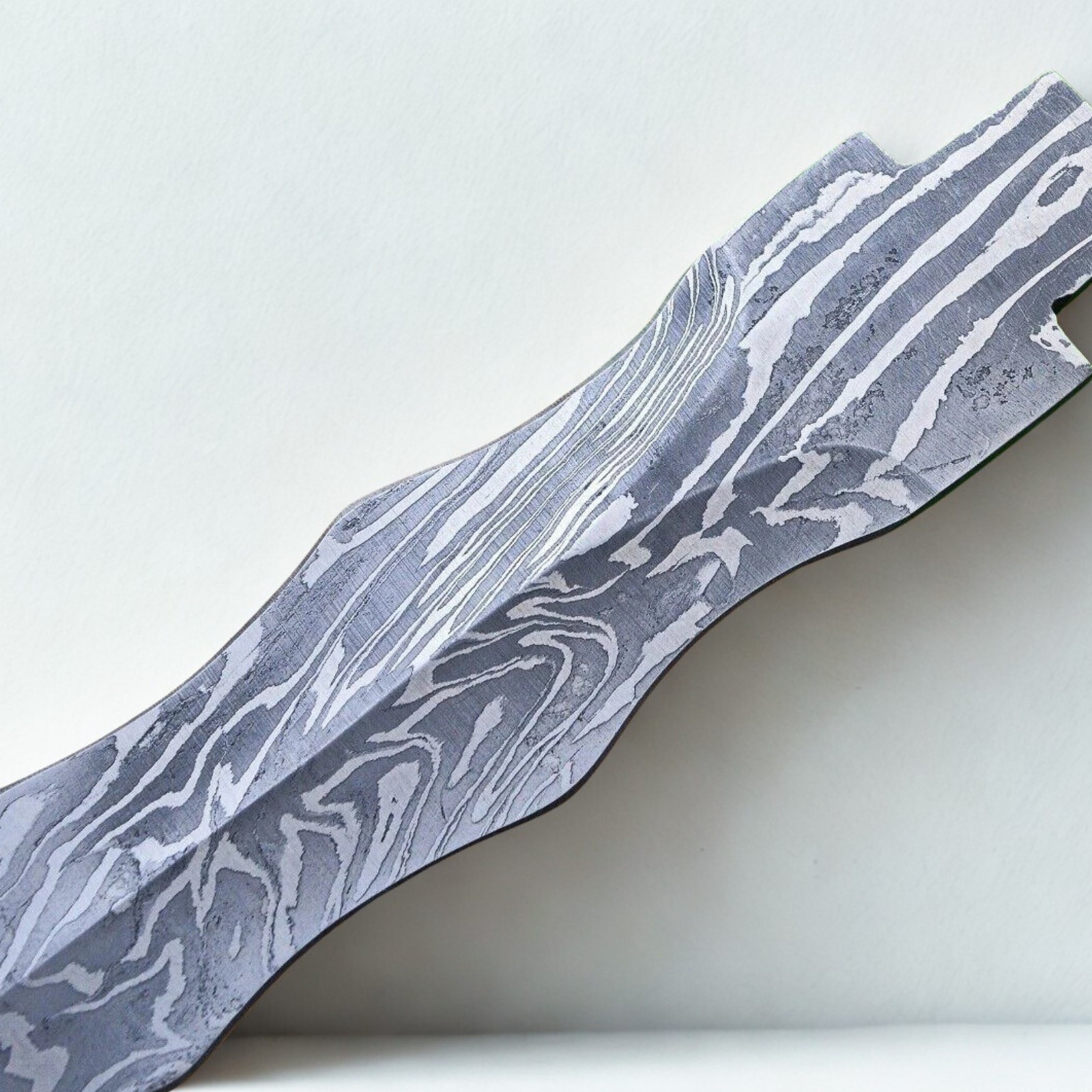 11″ Hand Forged Damascus Steel Wavy Dagger Blank Blade Knife Making Bushcraft