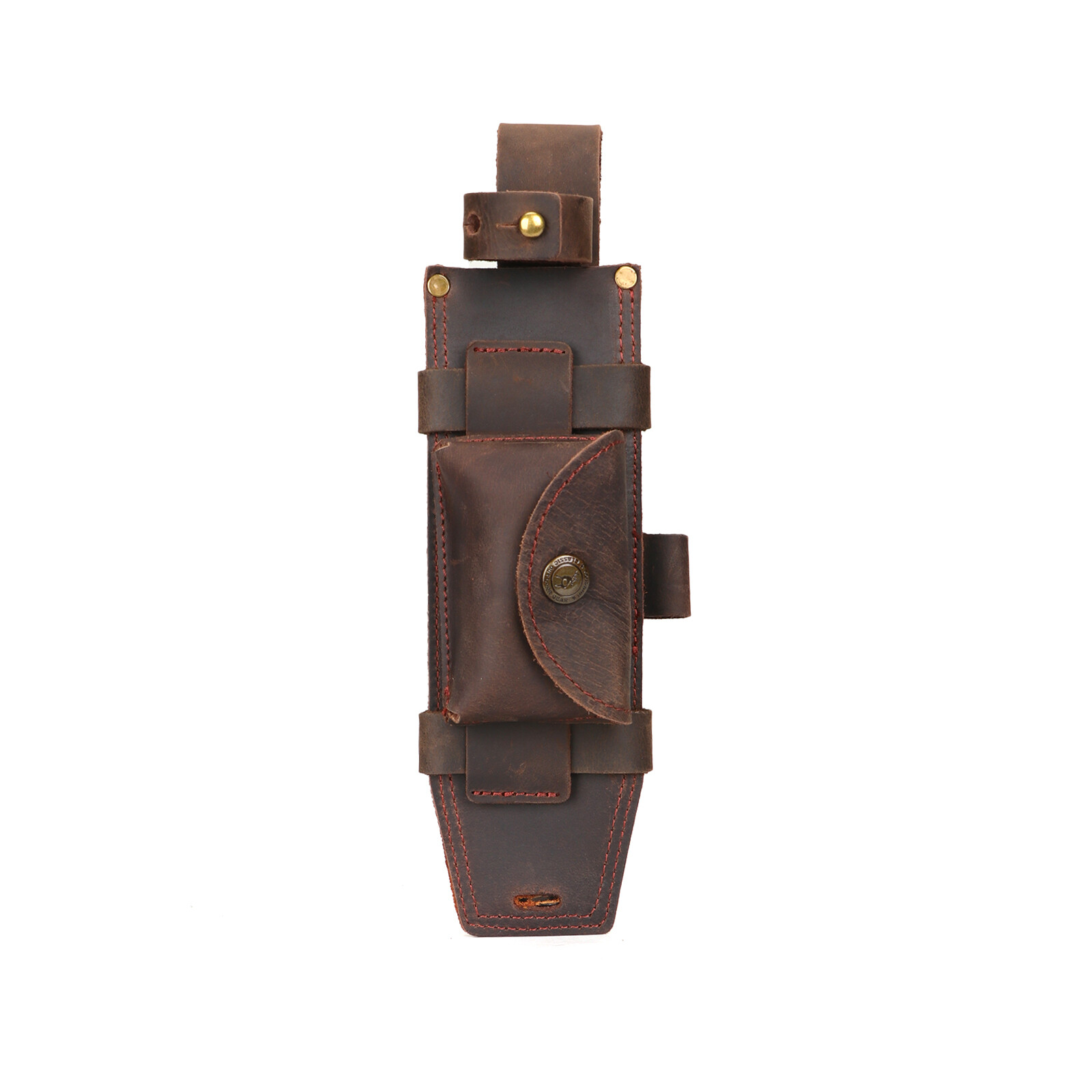 TOURBON Survival Leather Tracker Knife Sheath Horizontal Belt Holster with Pouch