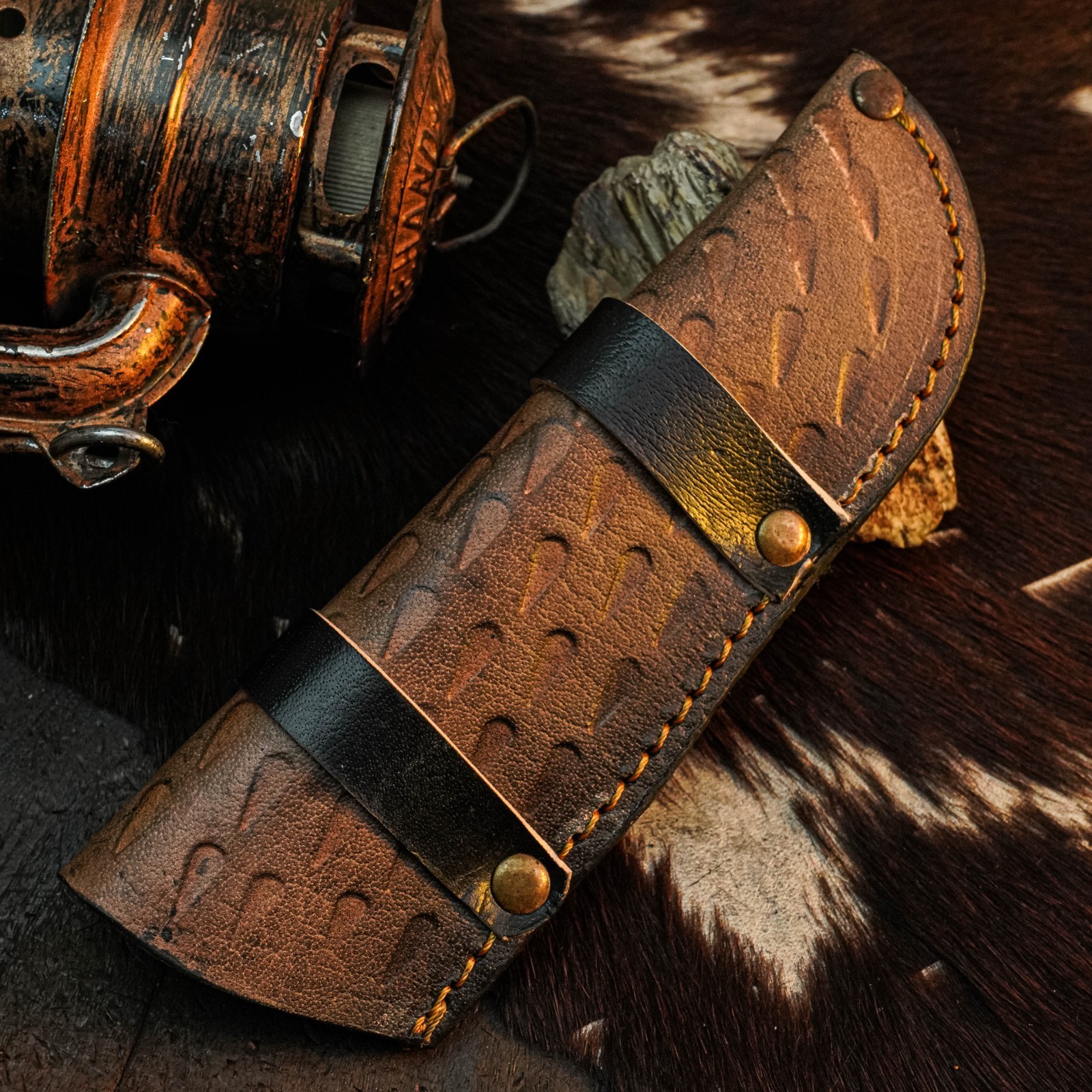 8.8″ Clip Point Knife Damascus Steel Hunting EDC Full Tang Blade Micarta Handle