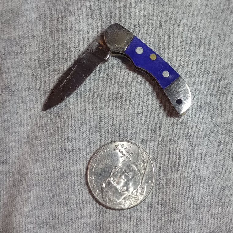 Blue Silver Folding Pocketknife Manual Opening Plain Edge Under 2.75in Blade