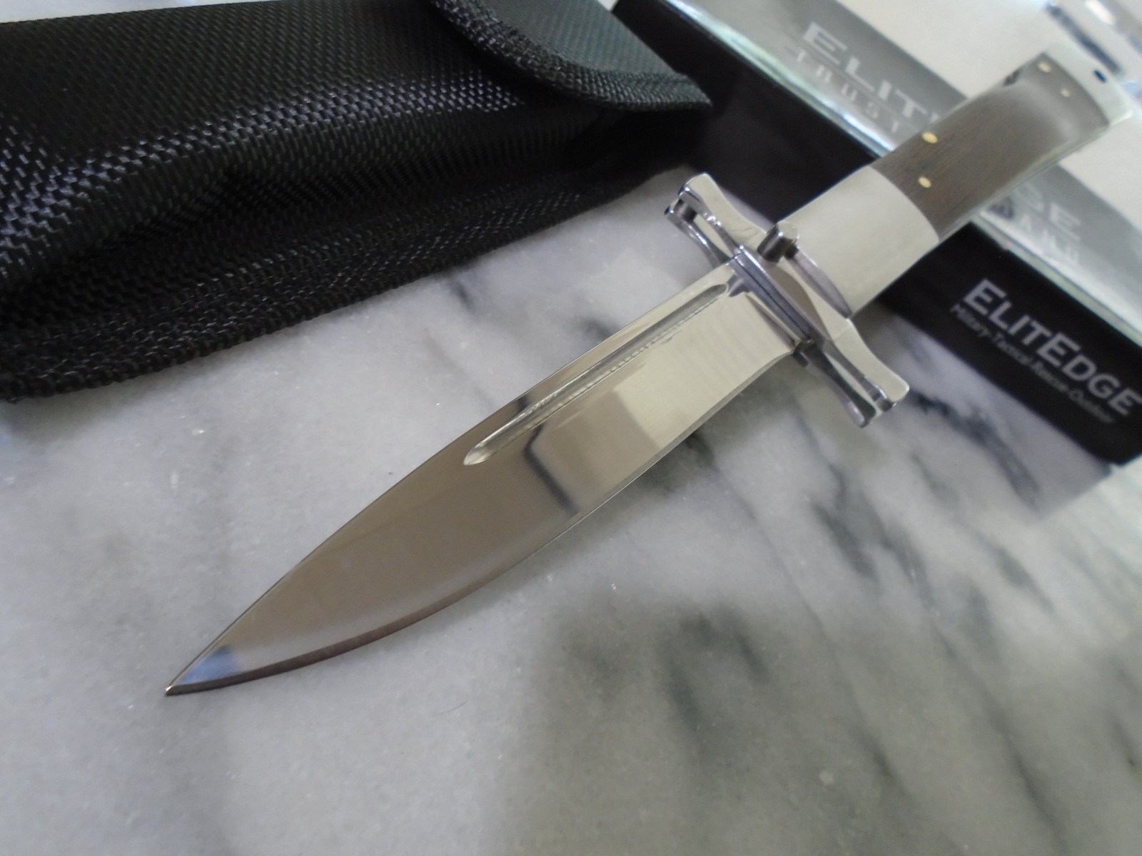 Elitedge Fancy Swing Guard Lockback Pocket Knife Folder Dark Wood 440C 10-001DW