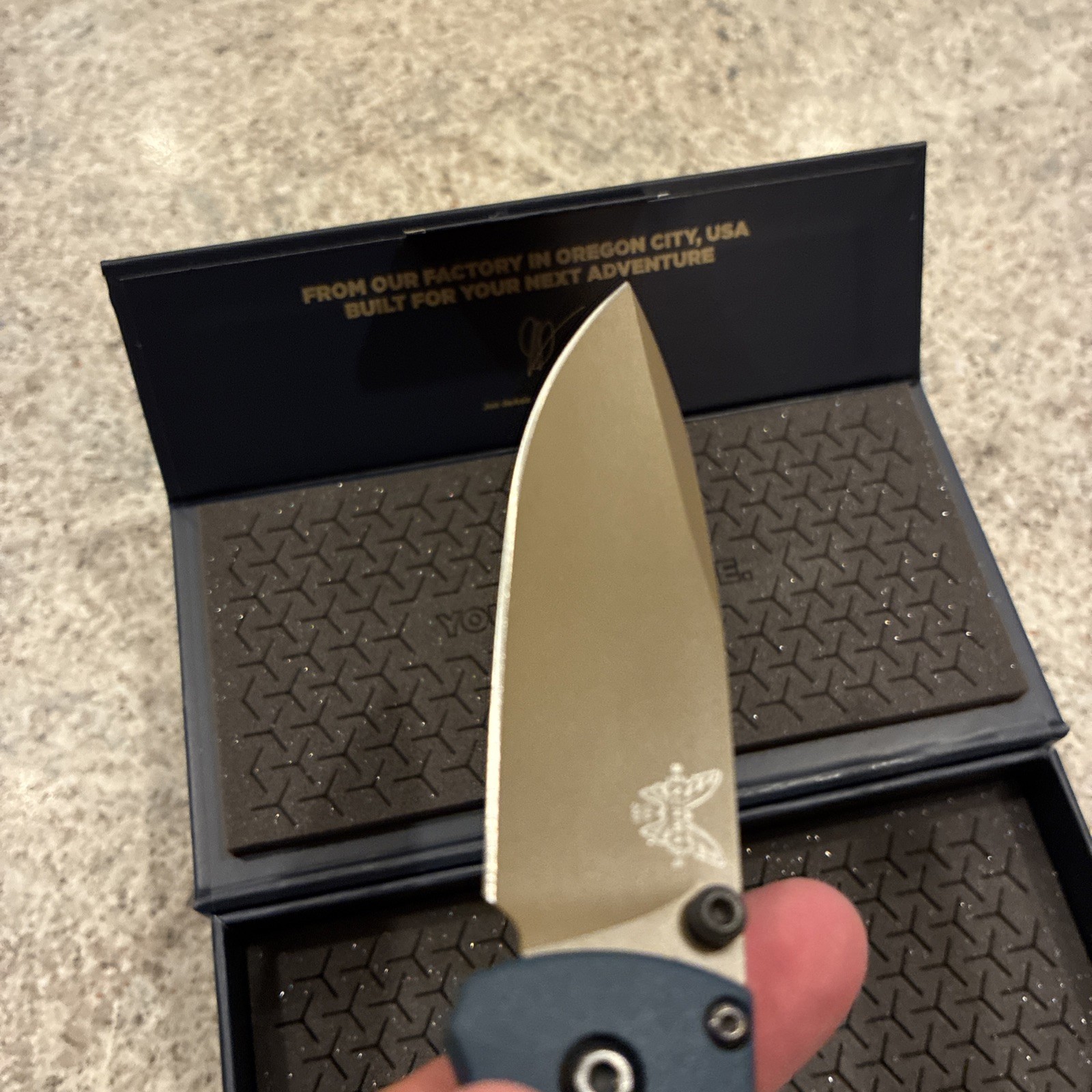 Benchmade 535FE-05 Bugout Knife Crater Blue Grivory Handle S30V Folding Knife