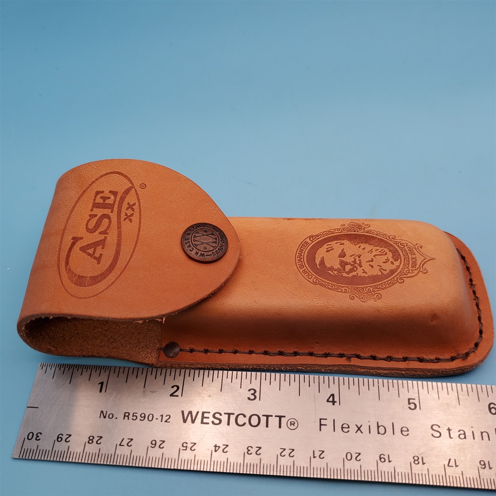 Case XX Pocket Knife Sheath Brown Leather Folding Blade Hunter Case 6″ FS