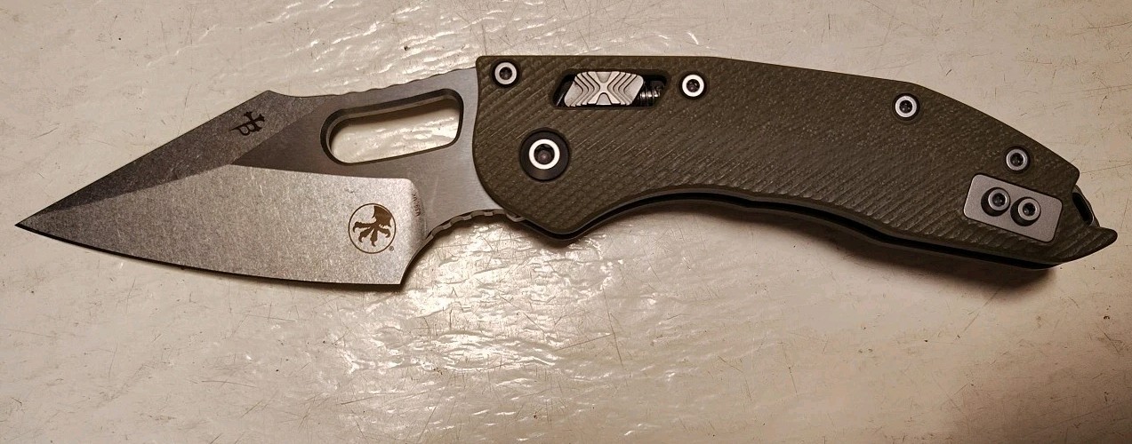 New Microtech Manual Stitch Ram-Lok 3.65″ Bohler M390MK SW Spear Pt OD Green G10