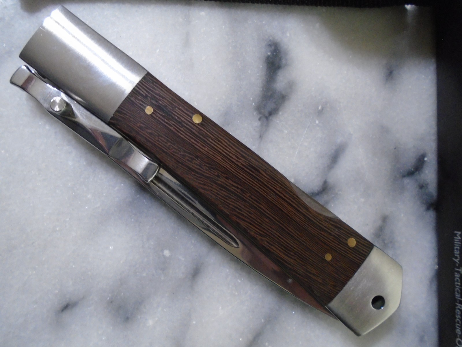 Elitedge Fancy Swing Guard Lockback Pocket Knife Folder Dark Wood 440C 10-001DW