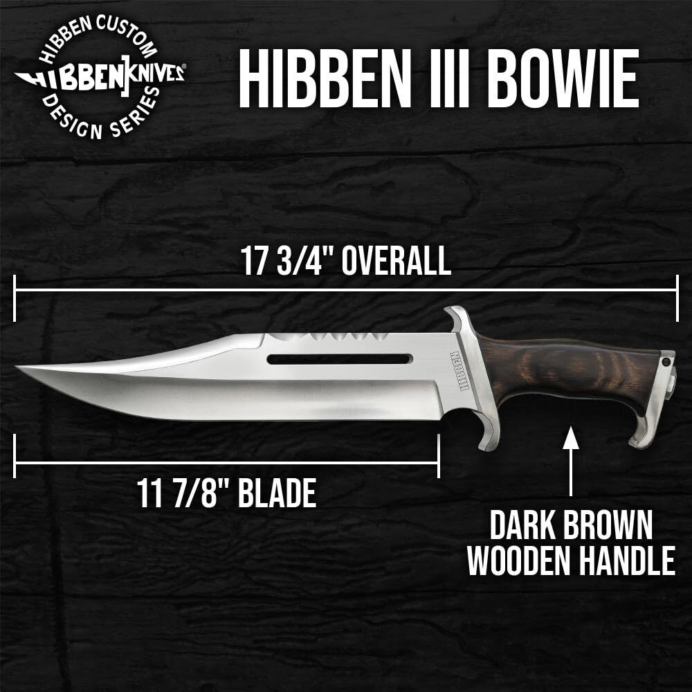 Hibben III Bowie Knife | 1988 Rambo Reproduction | Leather Sheath Included