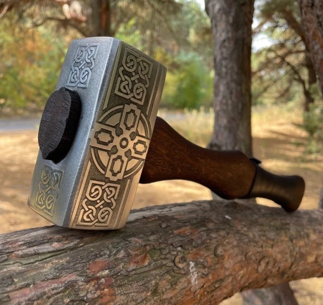 CUSTOM HANDMADE DAMASCUS STEEL VIKING HAMMER VALNUT, MJOLNIR HAMMER . BM