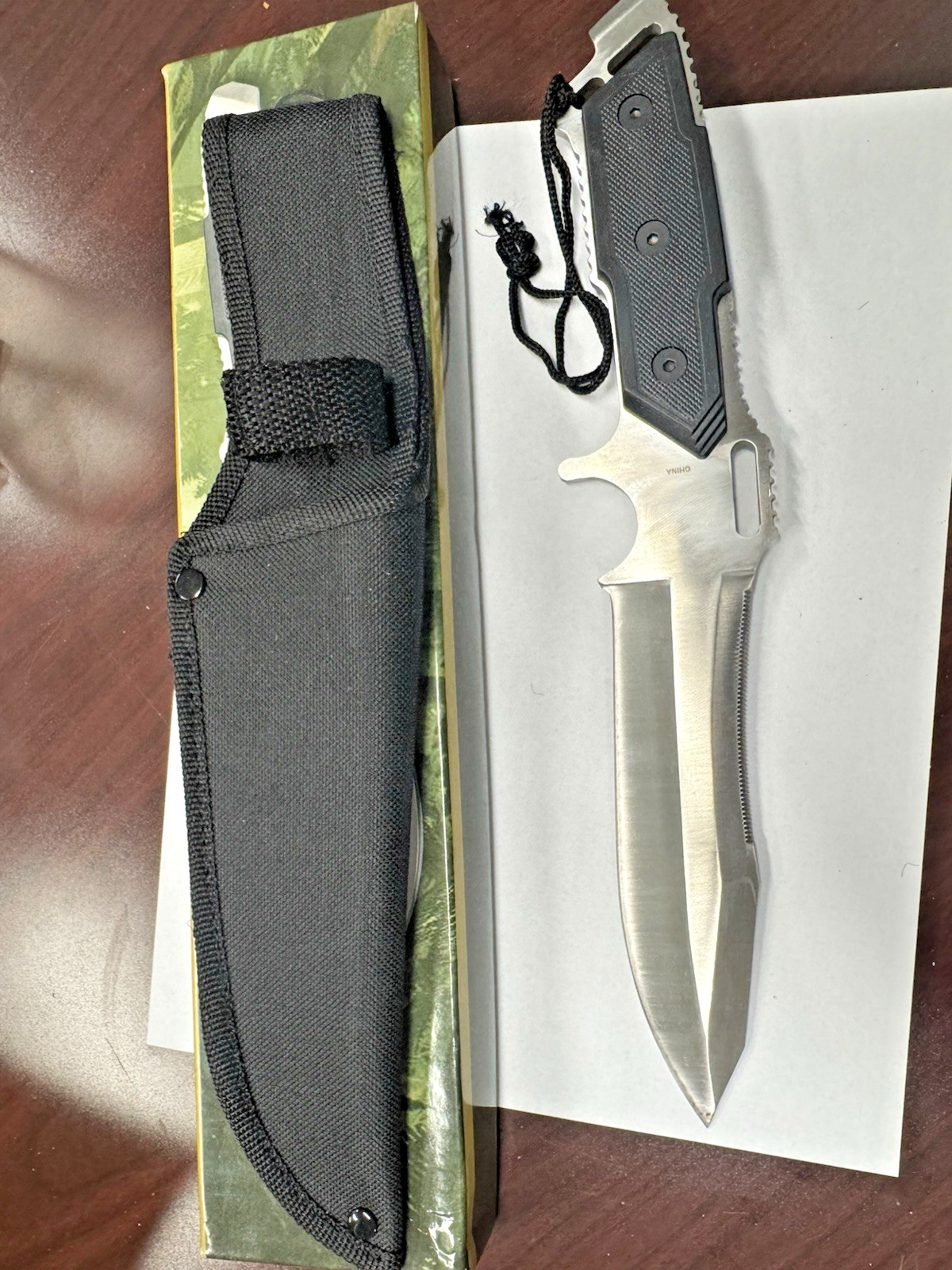 Survival Hunting Fixed Blade Knife Stainless Steel Clip Point Over 5in Sheath