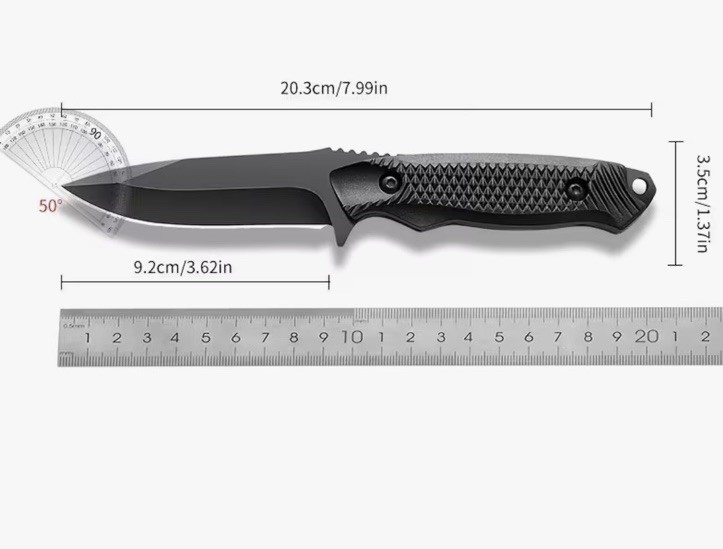 Protector 8” Inch Hunting Knife with Sheath Black Fishing Knife With Sheath