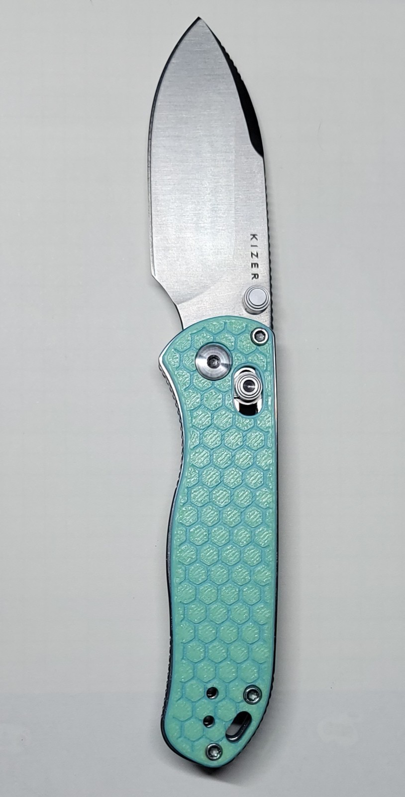 Kizer Drop Bear 2 Custom Made Scales PLA Plastic Blue With Glow Hexagon NO KNIFE