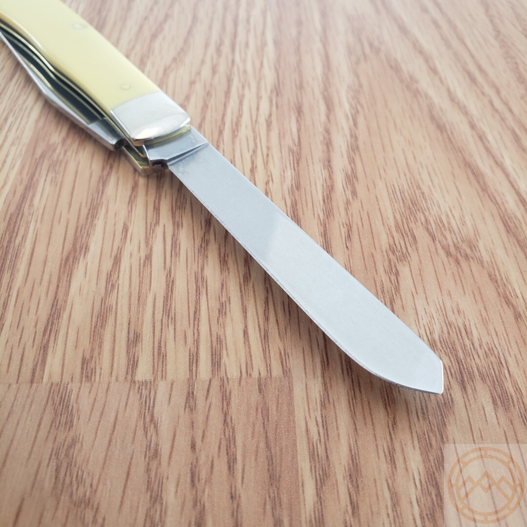 Case XX Trapper Pocket Knife Carbon Steel Blades Yellow Smooth Synthetic Handle