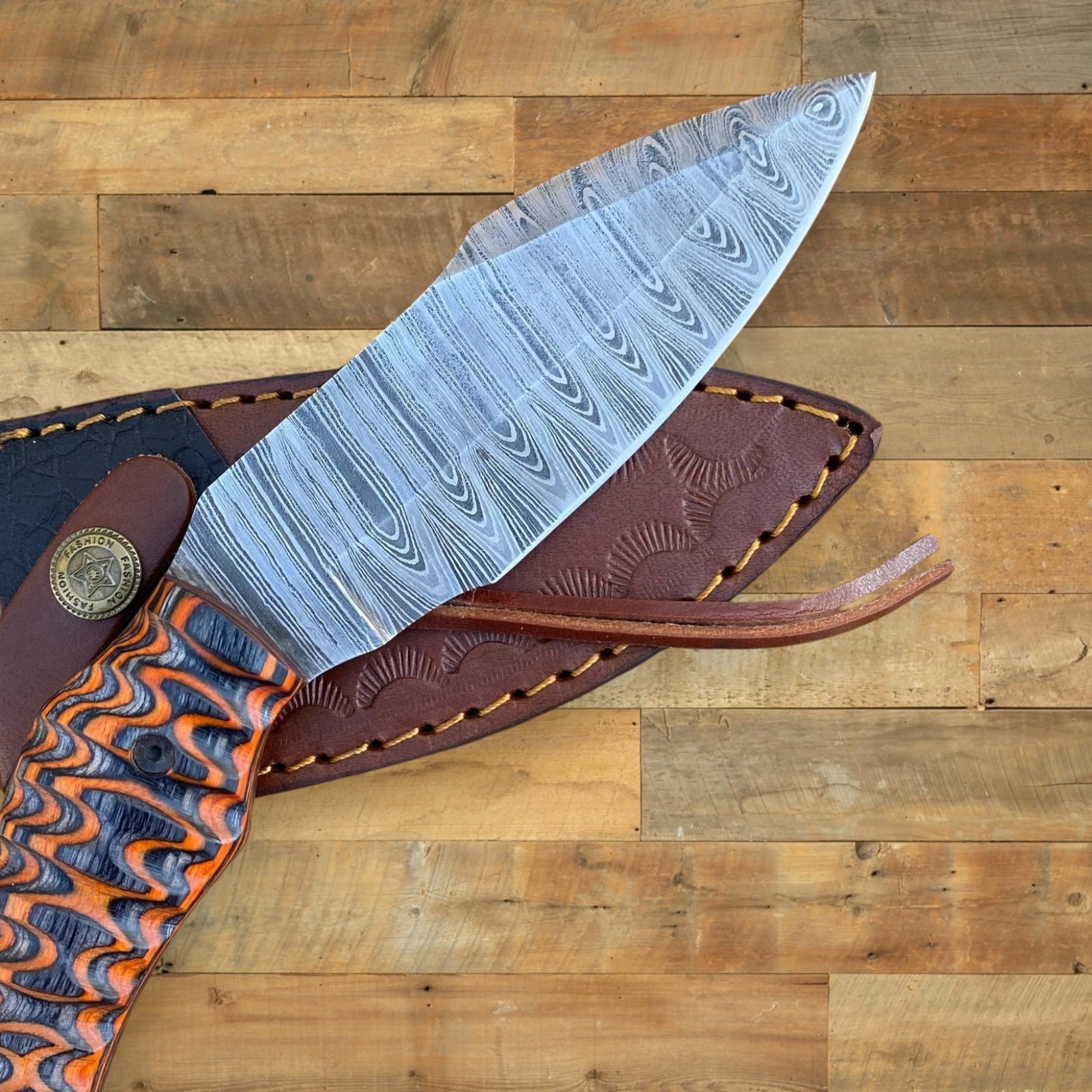 Karambit Knife Damascus Steel Handmade Full Tang Fixed Blade Hunting Wood Handle
