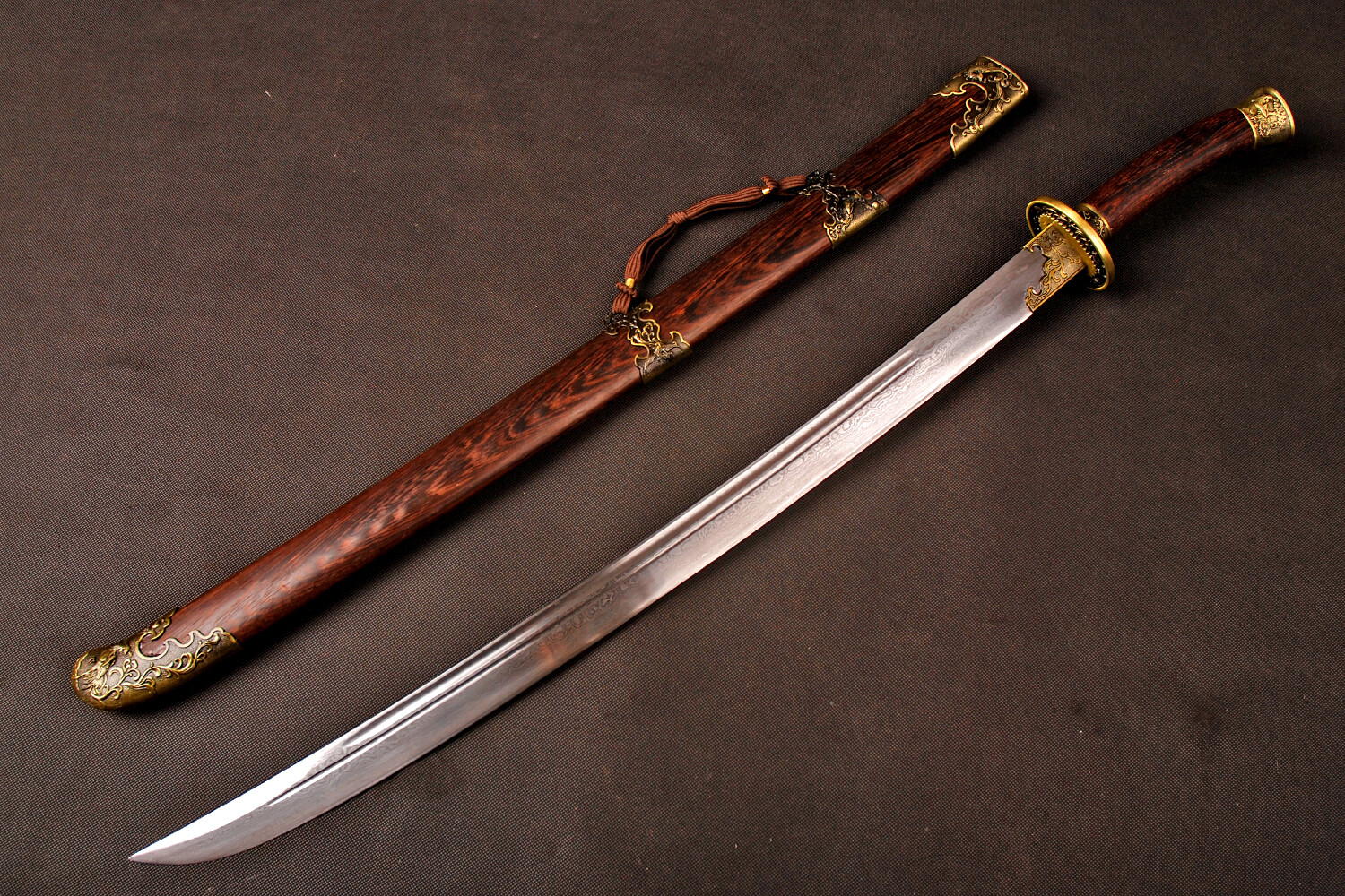 37″ Sharp Handmade Phoenix Chinese Sword Damascus Folded Steel Qing Dynasty DAO