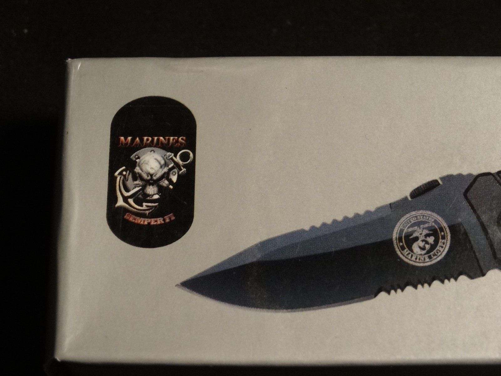 United States Marines YC-501M Tactical Folding Knife With Dog Tag