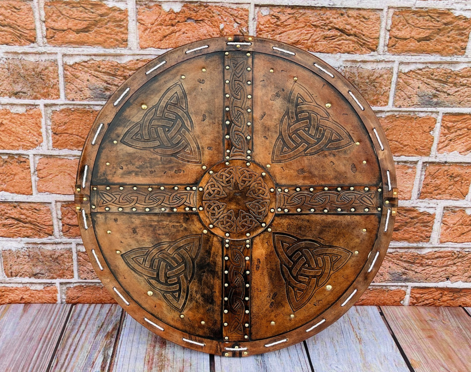 Scottish Targe Shield | Leather Shield | Handmade Leather Viking Shield