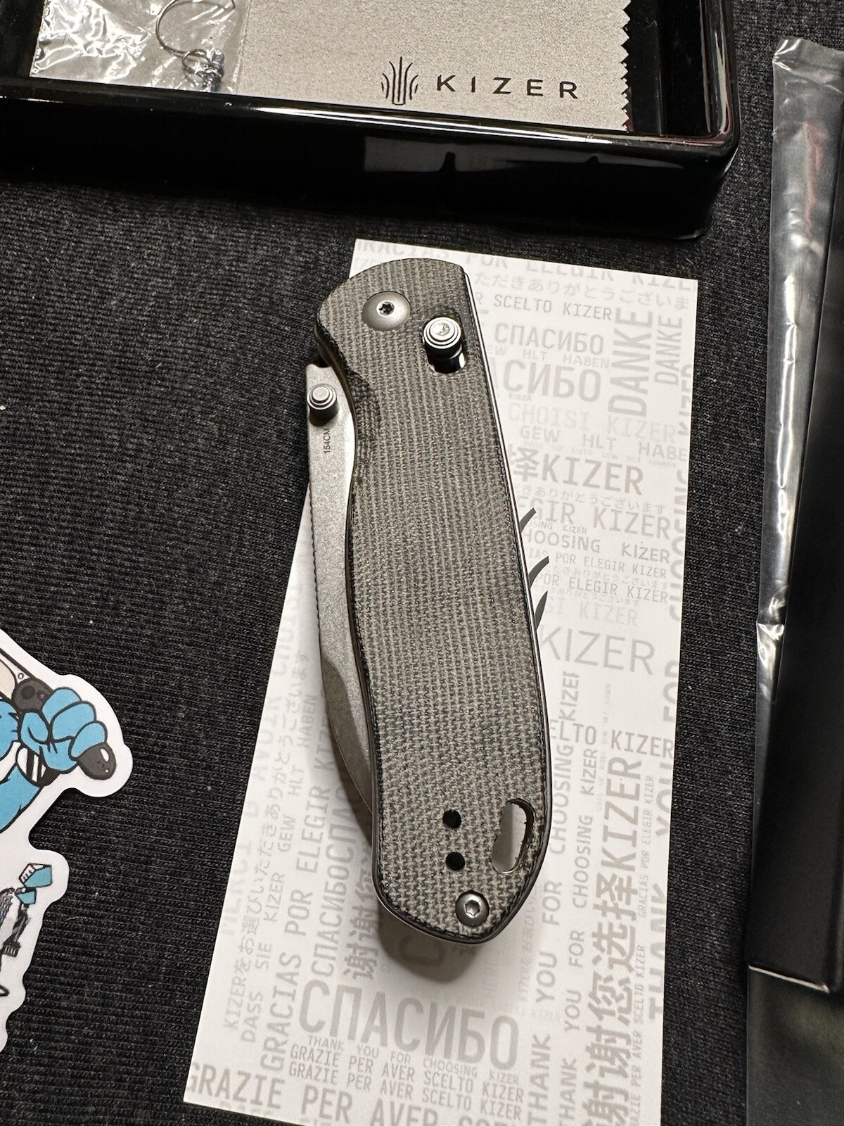 Kizer Drop Bear EDC Knife Black Micarta Handle 154CM Steel Pocket Knife V3619C3