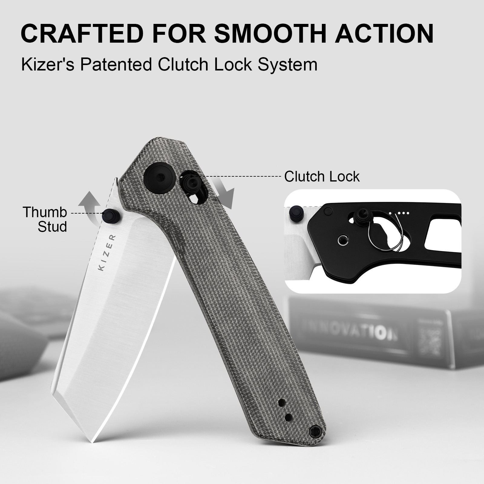 Kizer Madrac EDC Folding Pocket Knife Nitro-V Blade Micarta Handle V3693A3
