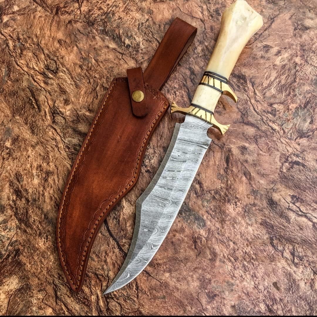 Custom Handmade Damascus Steel 15 Inches Bowie Knife – Hunting Knife Bone Knife