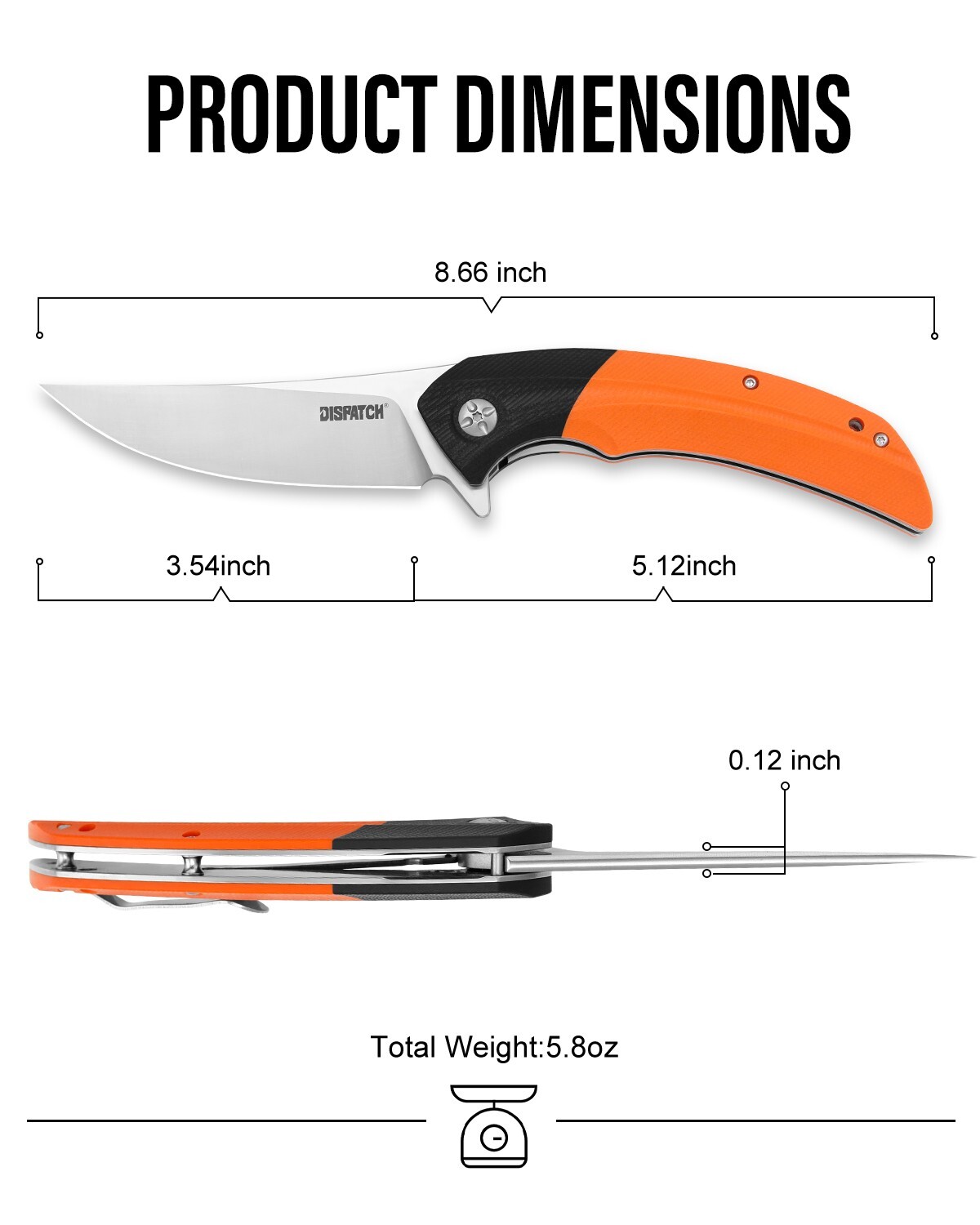 Folding Pocket Knife with Clip G10 Handle 8Cr Blade Liner Lock EDC Knife