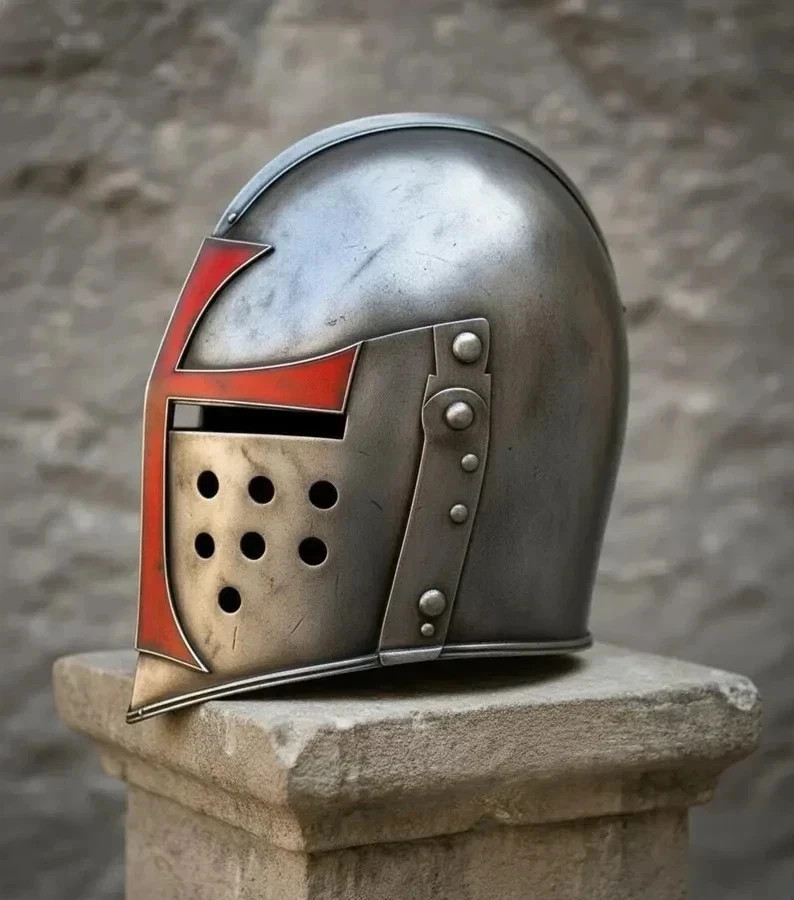 Templar Crusader Helmet Knight Templar Red Cross Armor Wearable Steel