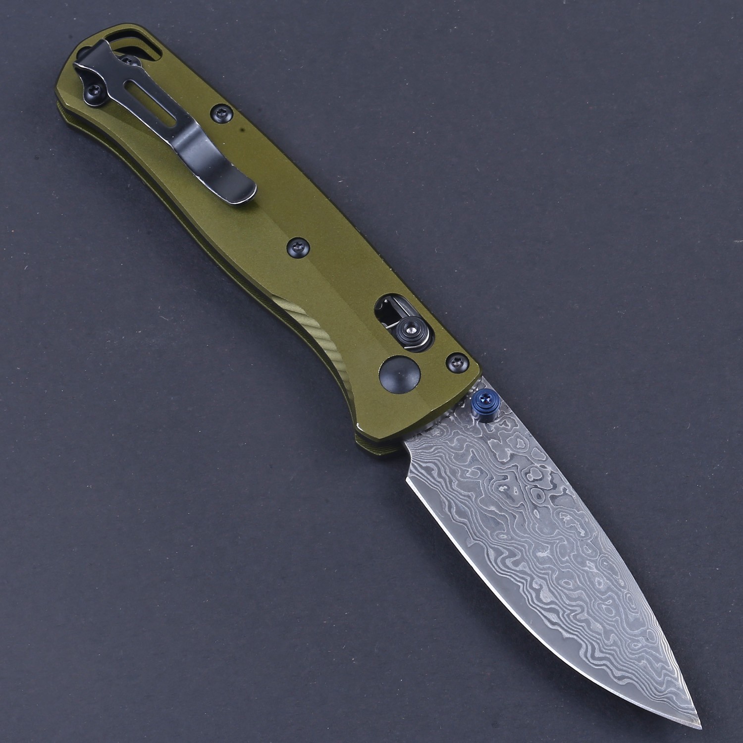 2025 New 535 Aluminum Green Handle Damascus Steel Blade Axis Lock Pocket Knife