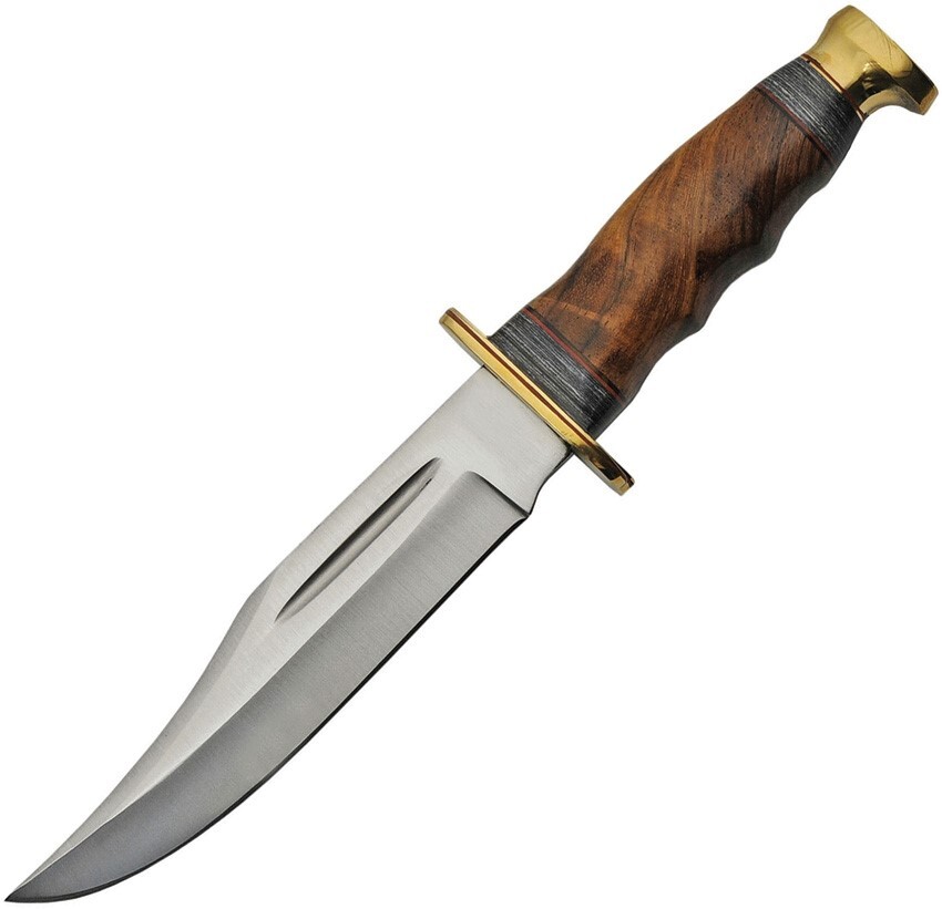 11.25″ Real Figured Burl Walnut Hardwood Fixed Blade Bowie Hunter EDC Knife