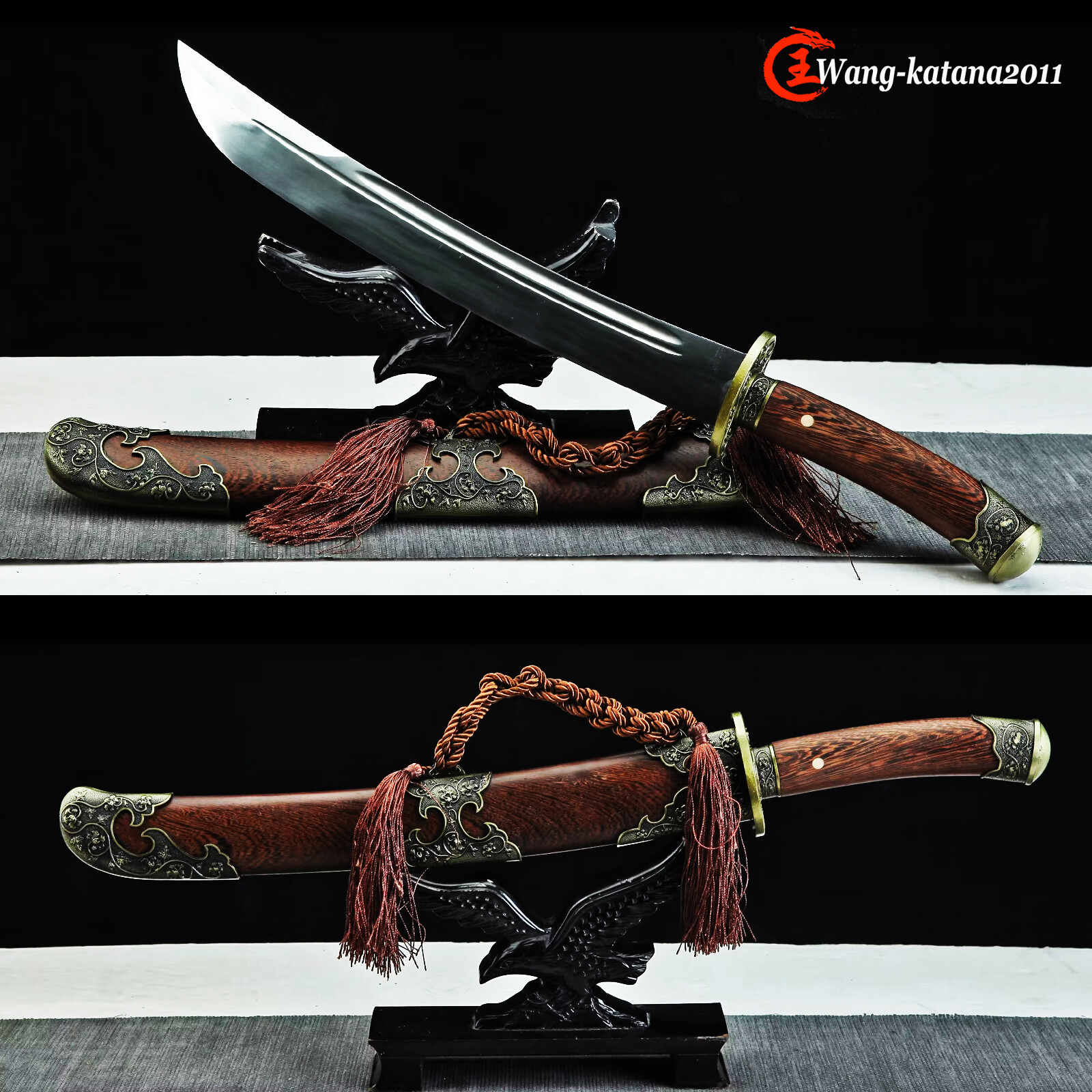 20»Chinese Sword Rosewood Qing Dynasty DAO 1095 Steel Self-defence Short Knife