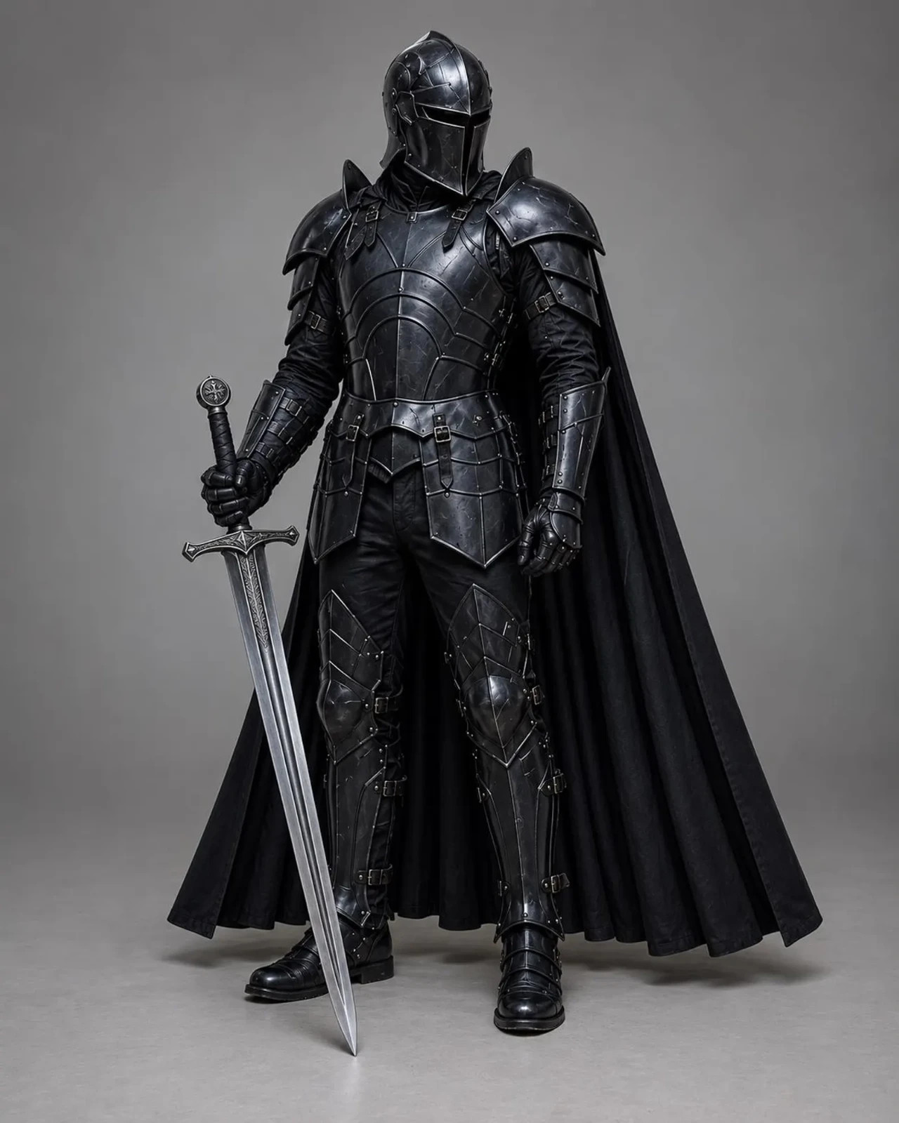 Black Knight Armor Set with Helmet Medieval Full Body Armor Costume LARP Cosplay