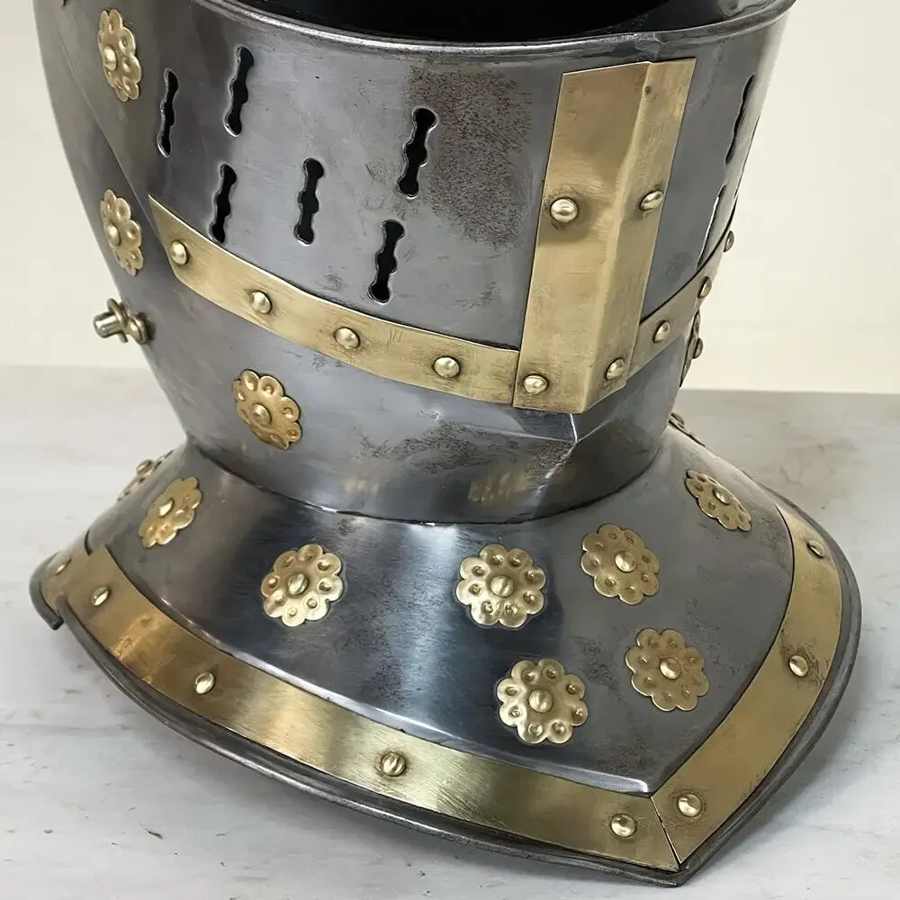 Vintage French Medieval Knight’s Helmet in Brass for Best gift