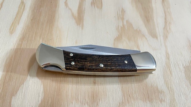 Buck 110USA Ebony WOOD Handle Folding Hunting Knife Lockback W/Leather Sheath-‘