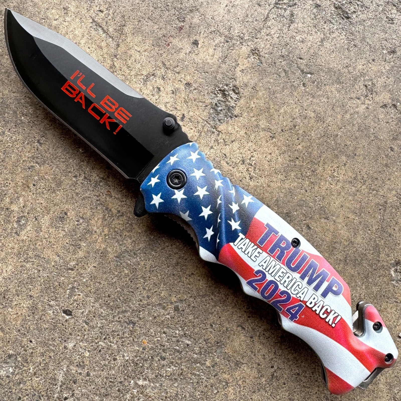 8.5″ Trump I’ll Be Back 2024 MAGA Spring Assisted Open Folding Pocket Knife NEW