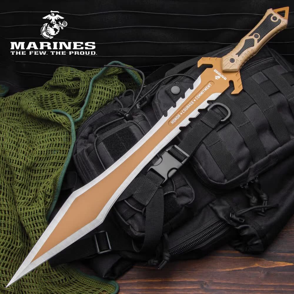 USMC Desert OPS Gladiator Sword, Sheath with Shoulder Strap, Officially Licensed