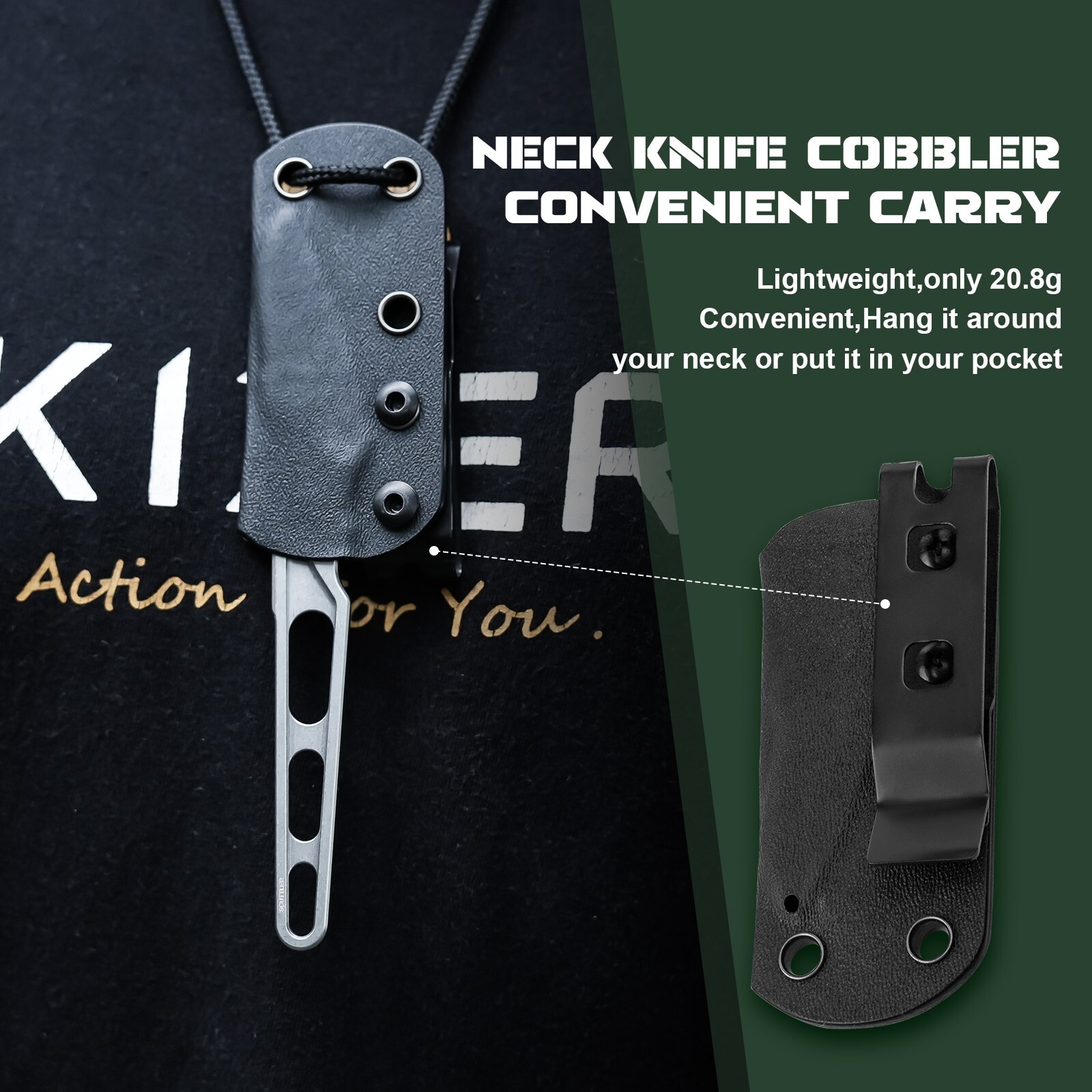 Kizer CUTTLER Straight Fixed Pocket Knife D2 Steel Blade & Handle+Sheath 1058A1