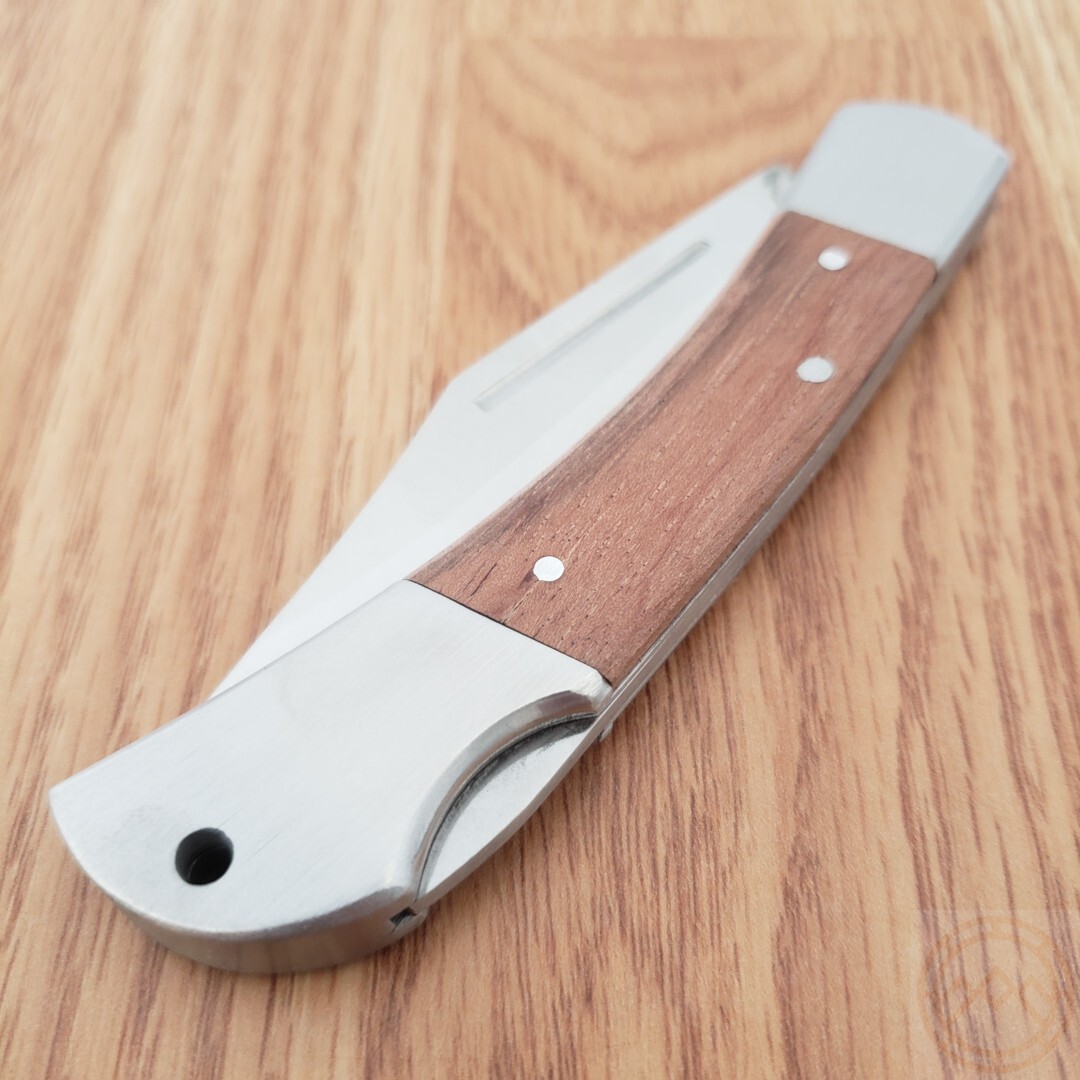 Rite Edge Lockback Folding Knife 3.25″ Stainless Steel Clip Blade Wood Handle