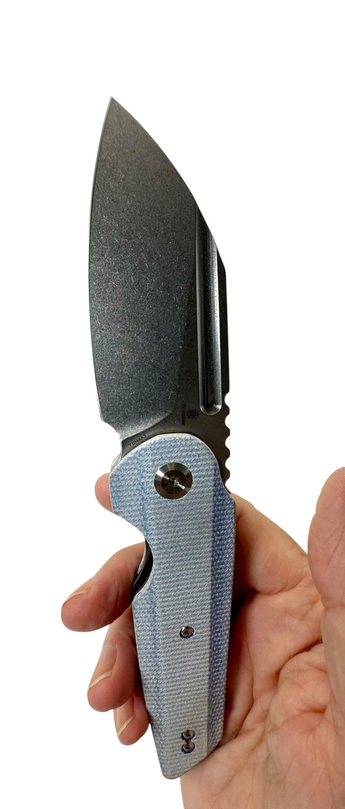 Tenable Rafe L Folding Knife Blue Micarta Handle Stonewashed SS Blade New