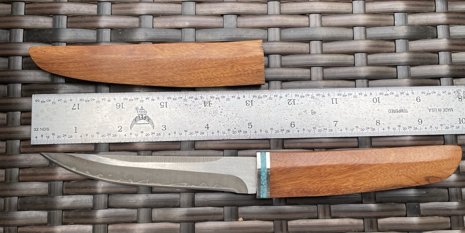 Japanese Fixed Blade Tanto Hand Forged Knife with Wooden Sheath