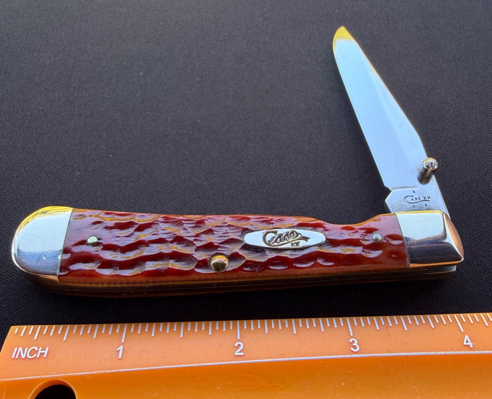 2017 Case XX USA 6154L CV Trapperlock Red Bone Linerlock Pocket Knife Used