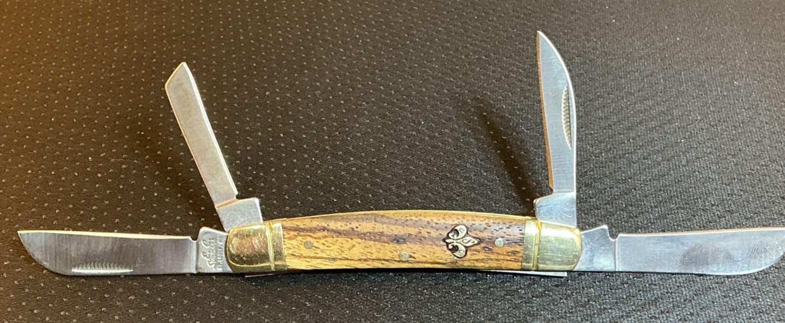 E C Simmons 4-Blade Pocket Knife Zebra Wood Handle China