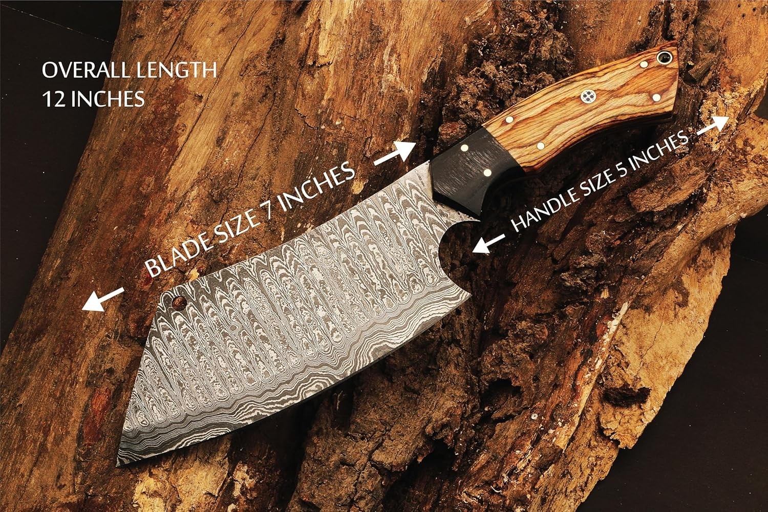 CUSTOM HANDMADE FORGED DAMASCUS STEEL CLEAVER MEAT CHOPPER BUTCHER KNIFE SHEATH.