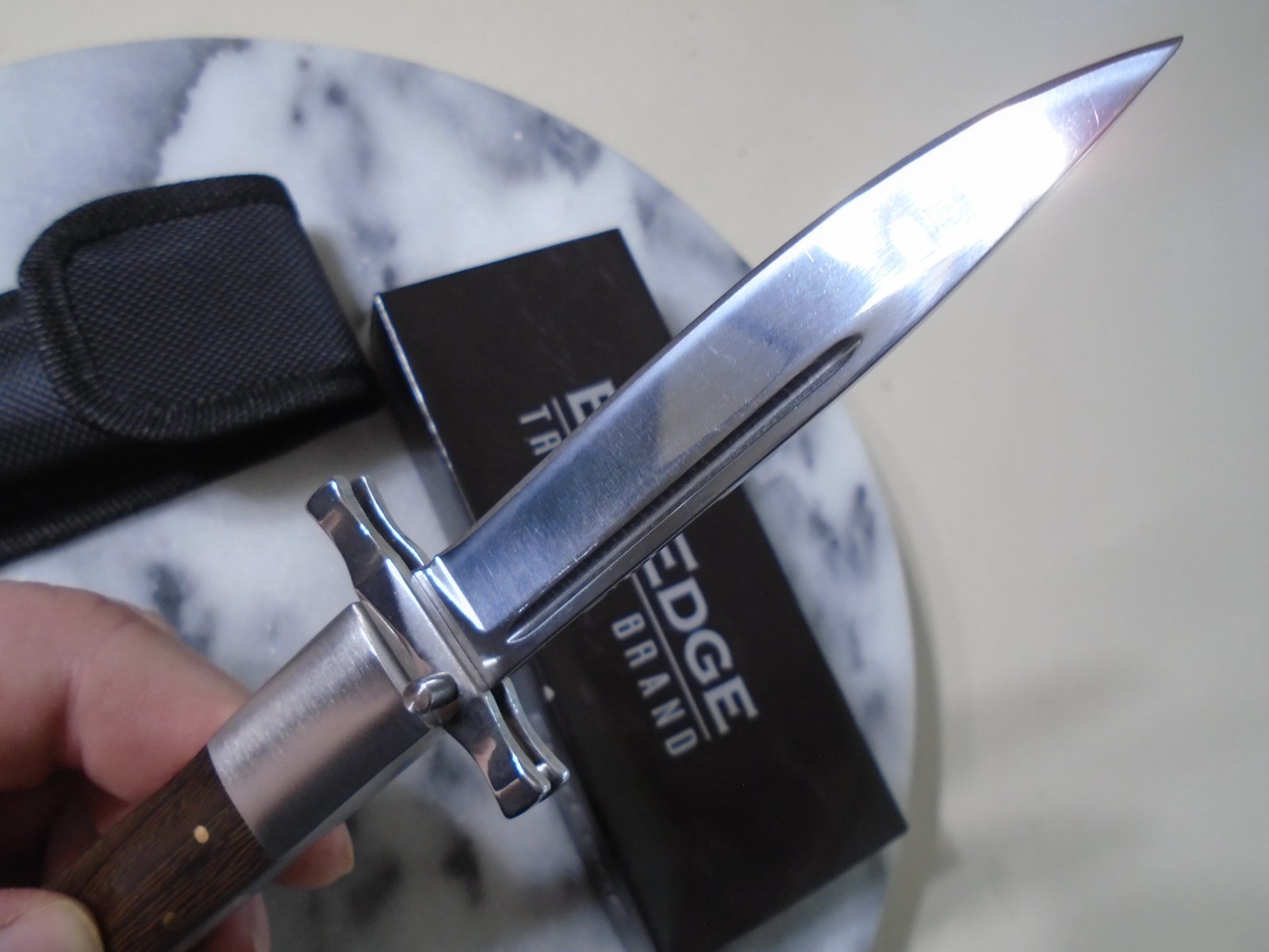 Elitedge Fancy Swing Guard Lockback Pocket Knife Folder Dark Wood 440C 10-001DW